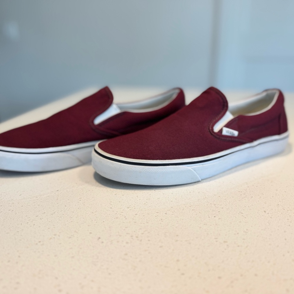 Vans Red Slip-On Loafers with Classic Design